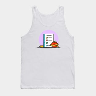 Diet List, Apple, With Pencil Cartoon Vector Icon Illustration Tank Top